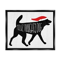 Stupell Industries Feliz Naughty Dog Funny Pet Framed Floater Canvas Wall Art