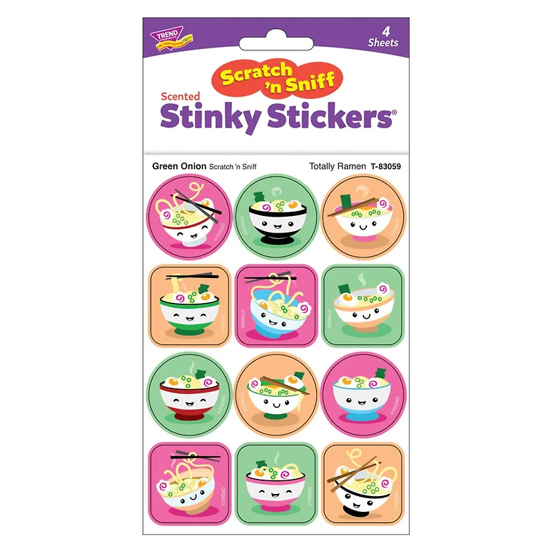 TREND Enterprises® Totally Ramen, Green Onion Scent Scratch 'n Sniff Stinky Stickers®, 6 Packs of 48