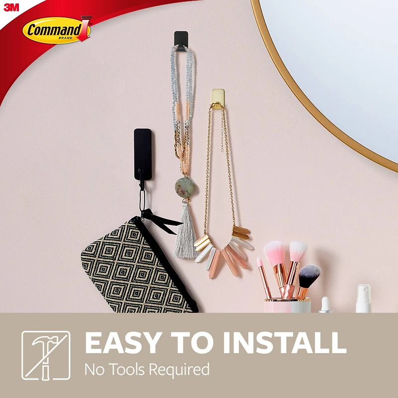 Command™ Small Decorative Metal Hooks, Matte Black