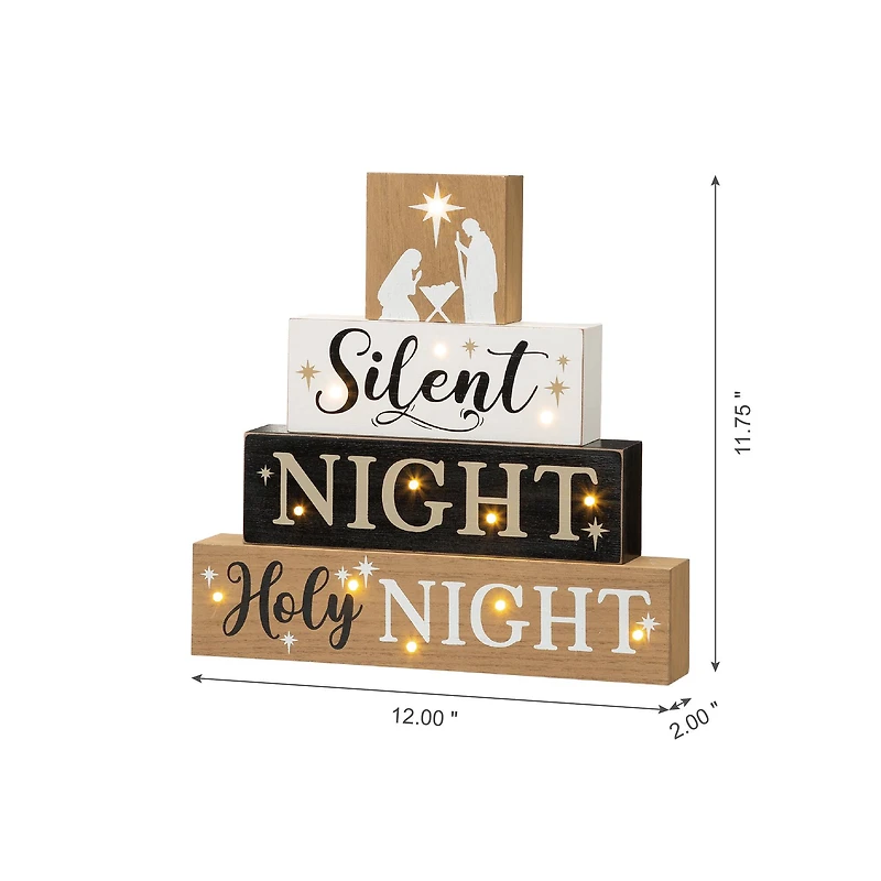 Glitzhome® 12" LED Lighted Nativity Block Word Sign