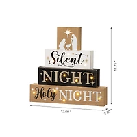 Glitzhome® 12" LED Lighted Nativity Block Word Sign