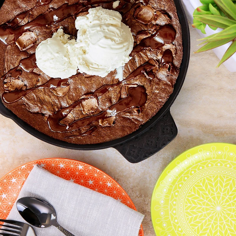 Spice by Tia Mowry Savory Saffron 12" Cast Iron Skillet with Pouring Spouts