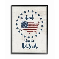Stupell Industries God Bless the U.S.A. Stars & Stripes Sign Wall Art in Frame