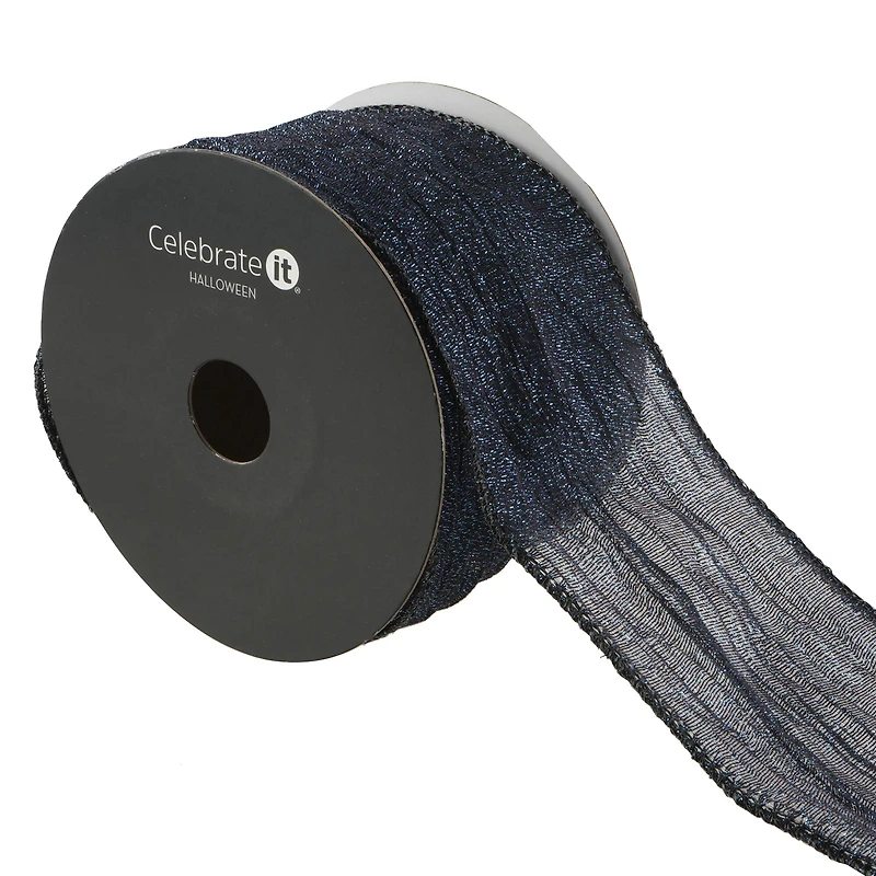 2.5" x 20ft. Black Metallic Wired Ribbon by Celebrate It® Halloween