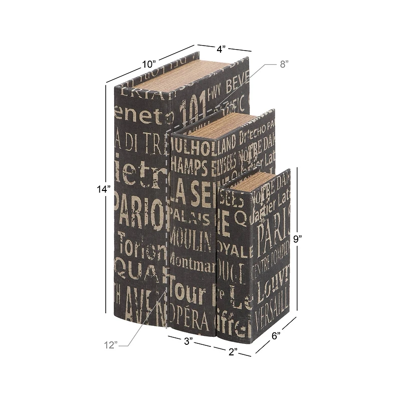 Black French Themed Typography Wood Traditional Box Set