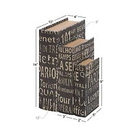 Black French Themed Typography Wood Traditional Box Set