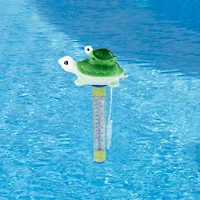 9" Green & Yellow Turtle Family Floating Swimming Pool Thermometer with Cord