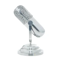 Silver Aluminum Traditional Sculpture, Microphone 9" x 9" x 6"