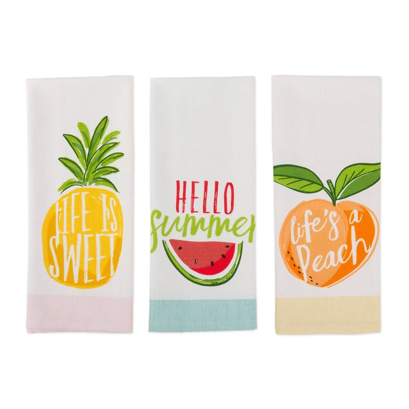 DII® Hello Summer Print Dishtowel, 3ct.