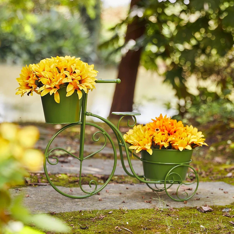 Glitzhome® 21.5'' Green Metal Bicycle Plant Stand