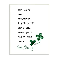 Stupell Industries Heart & Home Touching Irish Blessing Clover Motif Wall Plaque Art