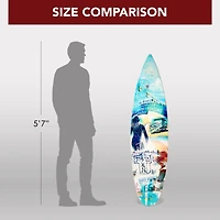 American Art Decor Dogtown Collage Surfboard Plaque Wall Sign - 15" x 59.625"