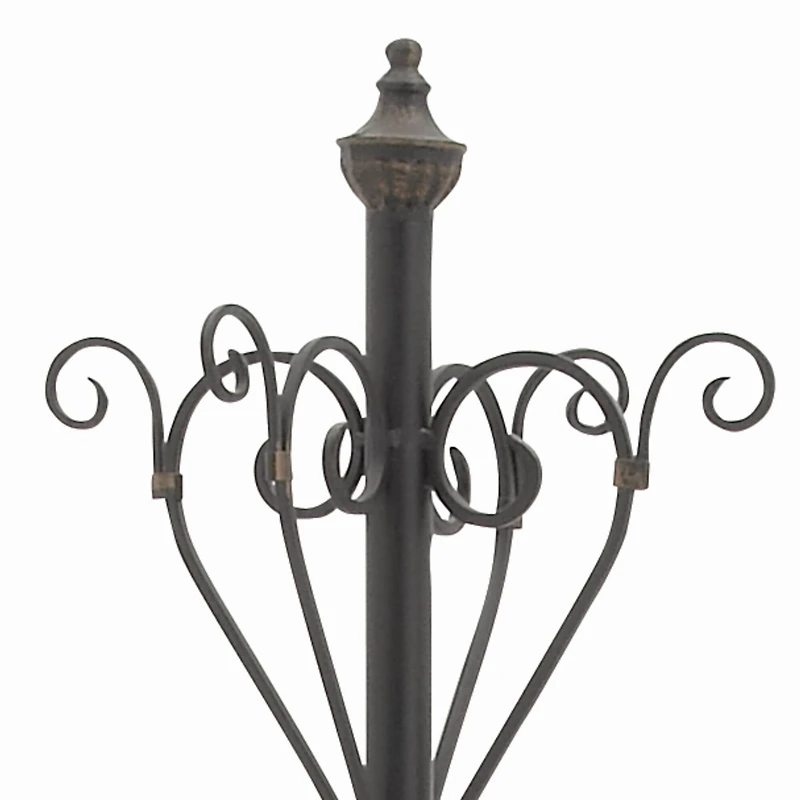 74" Black Metal Traditional Coat Rack