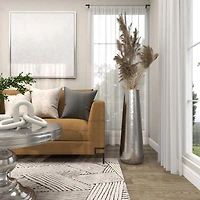 31" Silver Aluminum Tall Hammered Vase