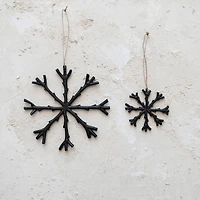 12 Pack 8" Black Cast Aluminum Snowflake Holiday Ornaments