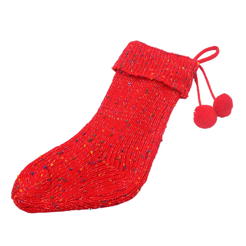 18" Red Knit Stocking with Pom Poms by Ashland®