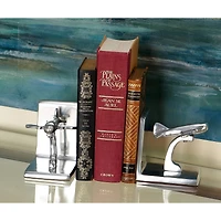 5" Silver Aluminum Contemporary Plane Bookends