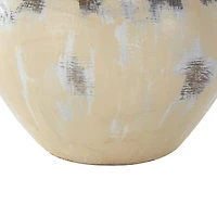 13" Cream Ceramic Vase with Curved Handles