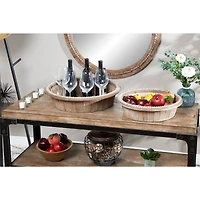 Brown Wood Rustic Tray Set