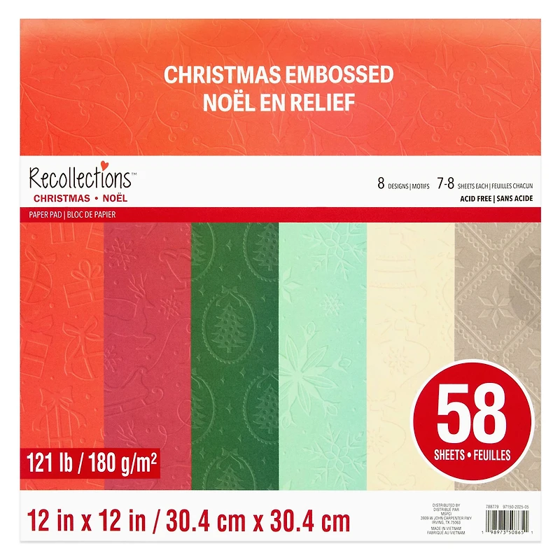 12" x 12" Christmas Embossed Paper Pad, 58 Sheets by Recollections™