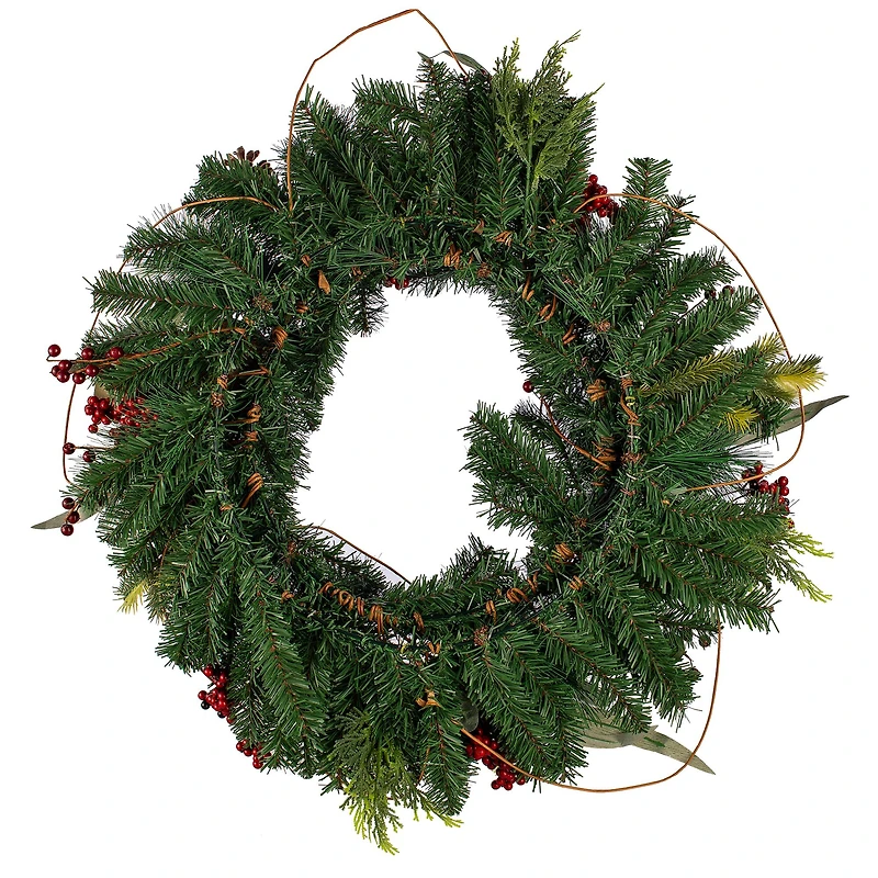 26" Holiday Bell, Pine & Red Berry Wreath by Ashland®