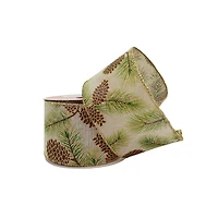 2.5" x 20ft. Pinecone Faux Linen Wired Ribbon by Celebrate It®