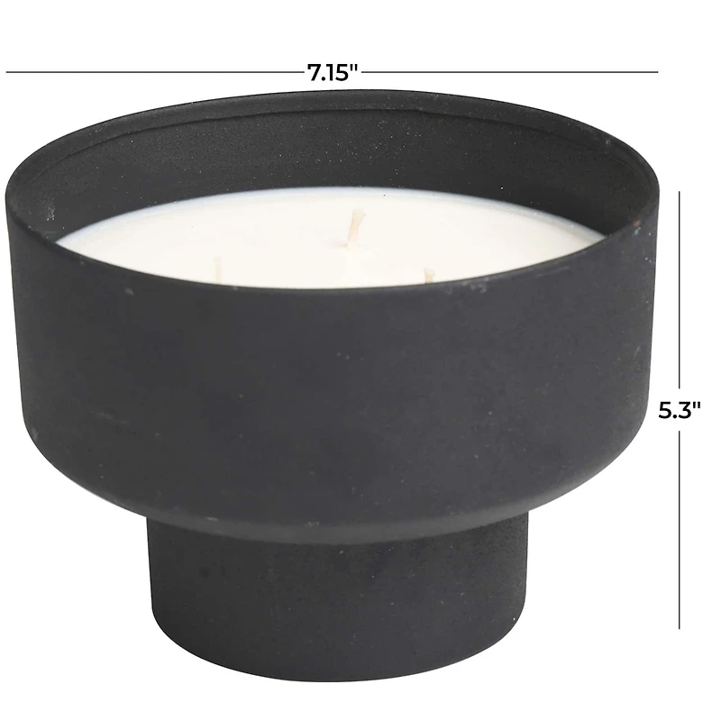 White Wax Campfire Scented Candle with Elevated Matte Black Container