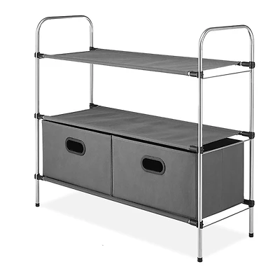 Whitmor Gray 3 Tier Shelves with 2 Drawers