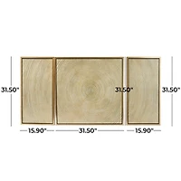 Gold Canvas Ripple Starburst Framed Wall Art with Gold Frame Set of 3 32", 16", 16"