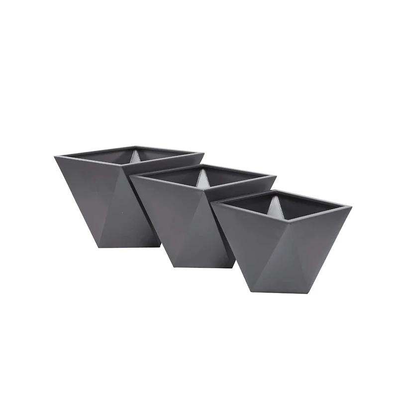 Grey Modern Planter, Set of 3" 18", 16", 15"
