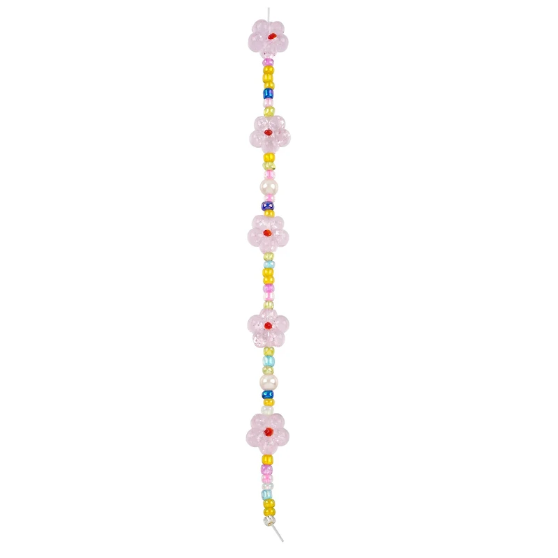 Pink Flower Lampwork Glass Bead Mix by Bead Landing™