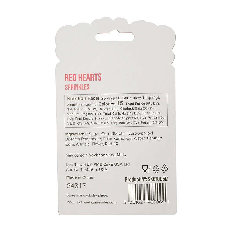 PME Cake Sweet Street™ Red Hearts Sprinkles