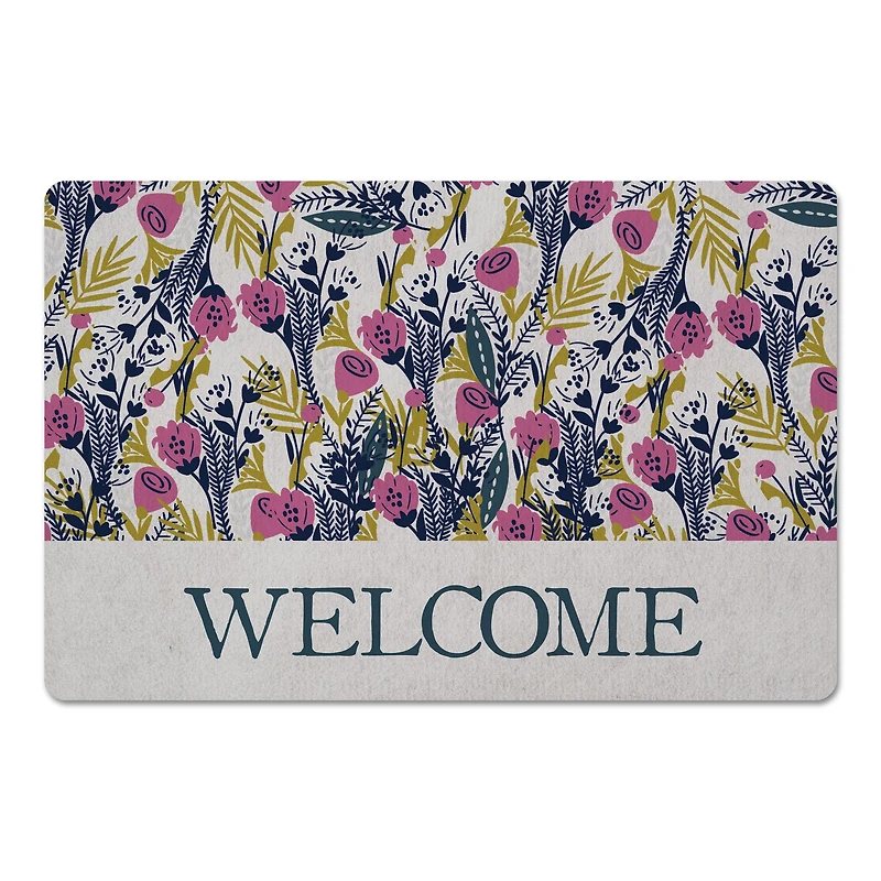 Welcome Florals 27" x 18" Floor Mat