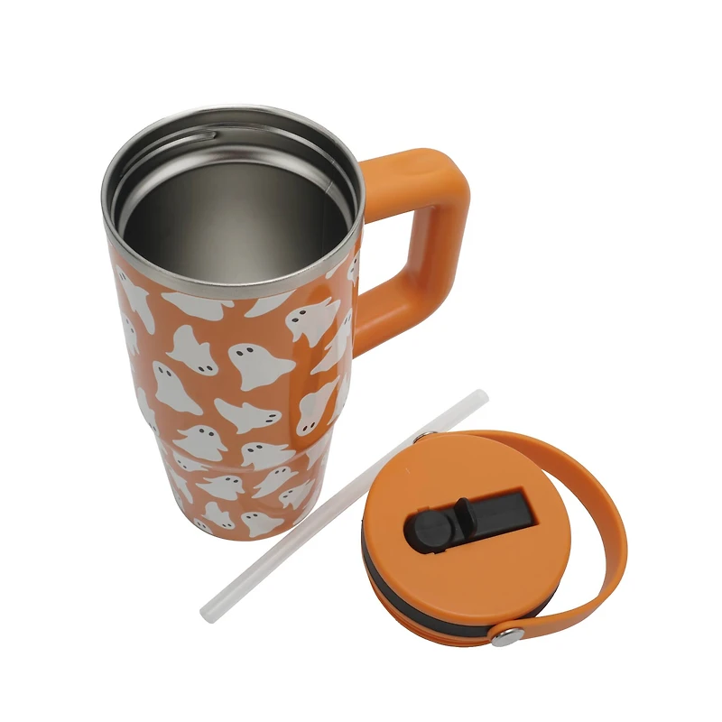 20oz. Orange & White Ghost Stainless Steel Insulated Tumbler by Ashland®