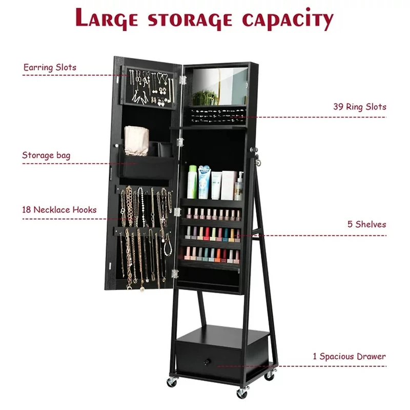 NEX™ 5ft. Jewelry Armoire on Casters with Chest Drawer
