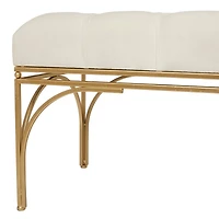 White Metal Glam Bench, 18" x 39" x 16"