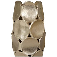 Gold Aluminum Geometric Open Framed Vase with Circular Plates Set