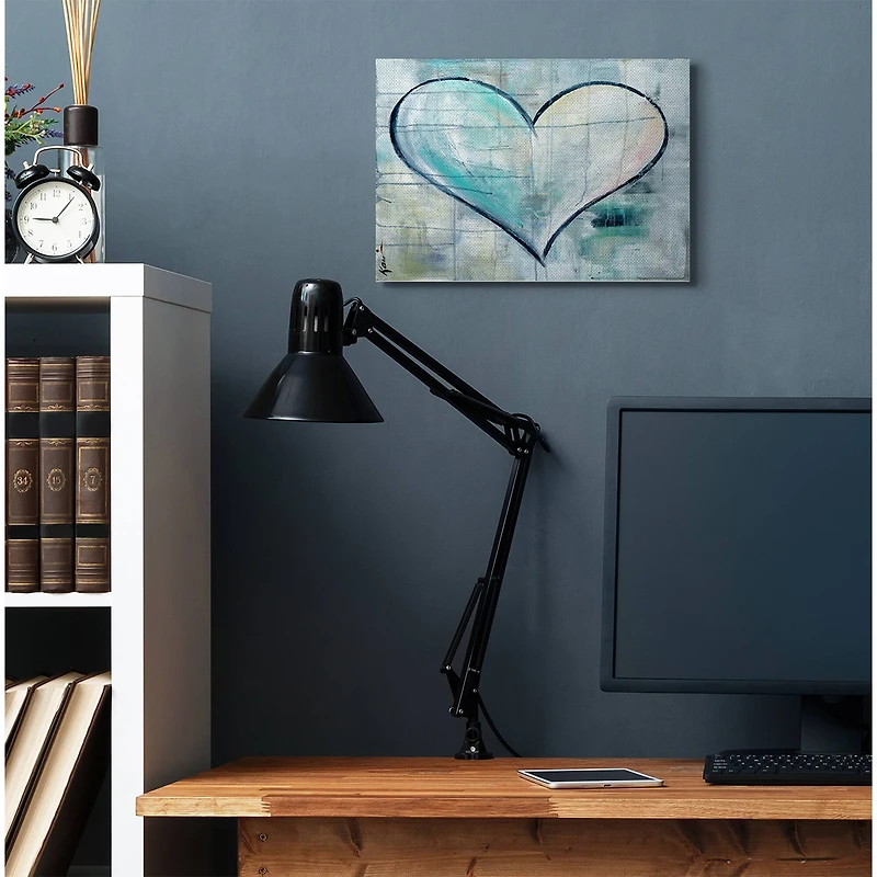 Stupell Industries Blue & White Graffiti Heart Painting Canvas Wall Art