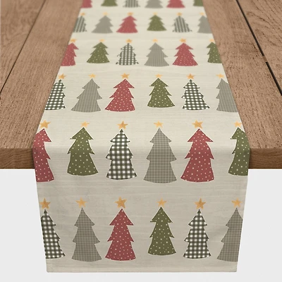 72" Cream Tree Pattern Cotton Twill Runner