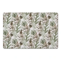Pinecones & Greenery on White Floor Mat