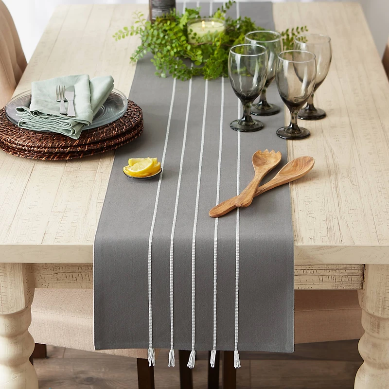 DII® 72" Striped Tassel Table Runner