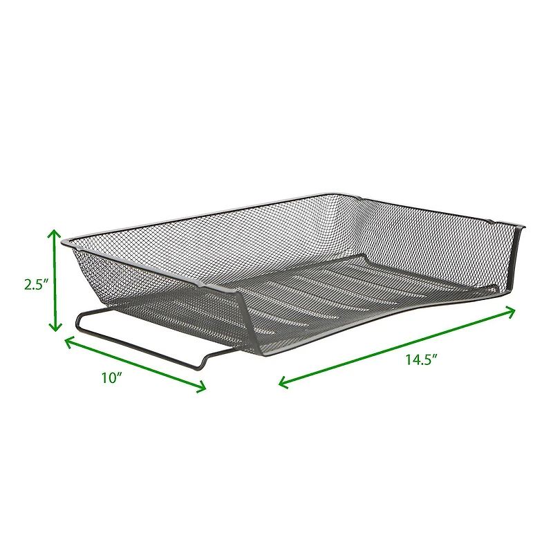Mind Reader Black 2-Pack Stackable Metal Mesh Document File Letter Desktop Tray Organizer,