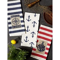 DII® Red, White & Blue Maritime Dishtowel, 3ct.