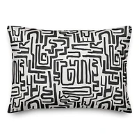 Black Maze Lines 14" x 20" Throw Pillow