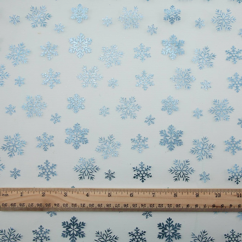 Wyla Blue Snowflakes on Blue Mesh