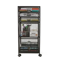 Mind Reader Black 5-Drawer Rolling File Cabinet