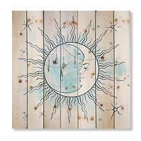 Designart - Blue Crescent Moon With Moonstone Pendants & Stars