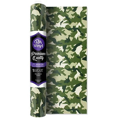 PA Vinyl Green Camo Print Iron On Vinyl