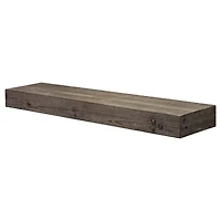 Large Gray Rustic Wood Floating Wall Shelf