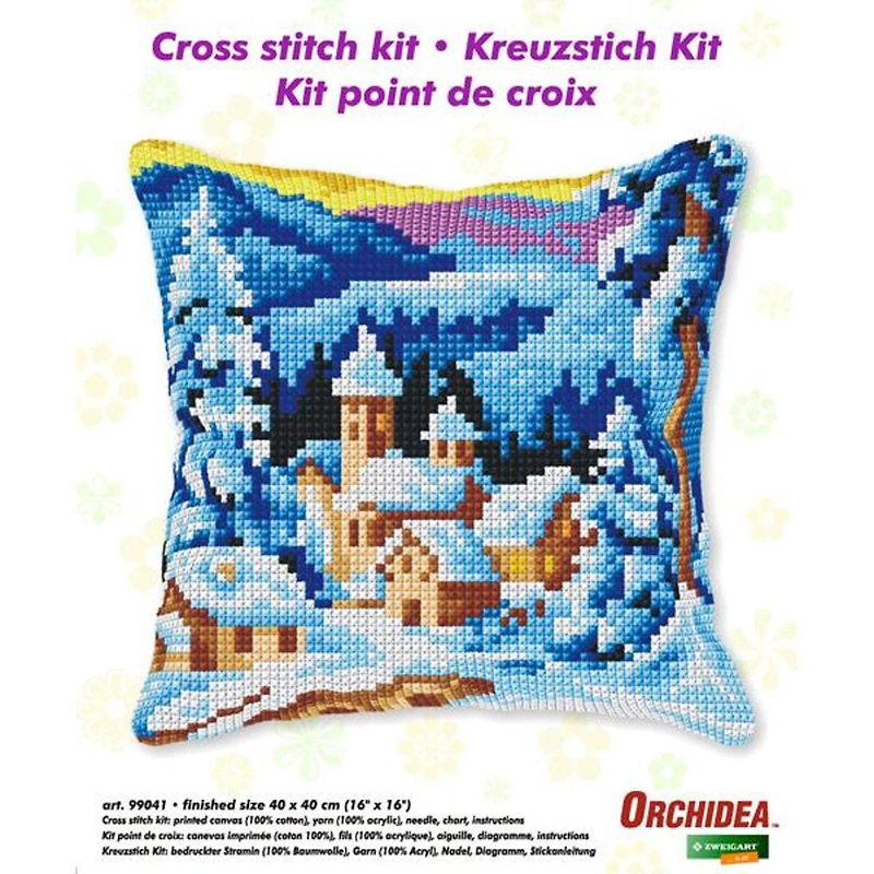 Orchidea Cushion Cross Stitch Kit  Winter Village